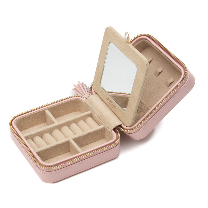 Caroline Leather Travel Case, Rose Quartz
