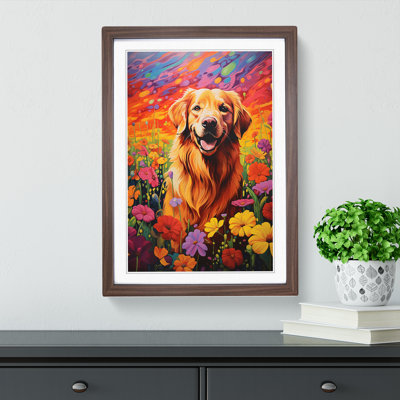 Golden Retriever Colour Field Art - Framed Print