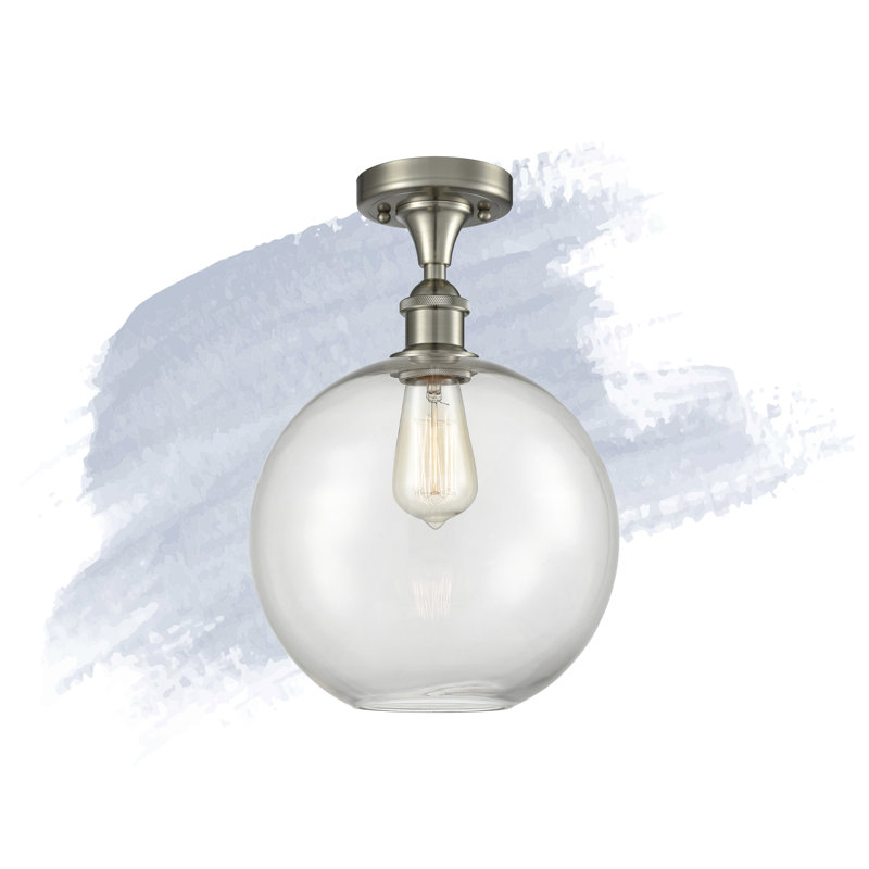 Plafonnier semi-encastré 10 po Baptista, Ampoule non incluse, Transparent, Nickel satiné brossé