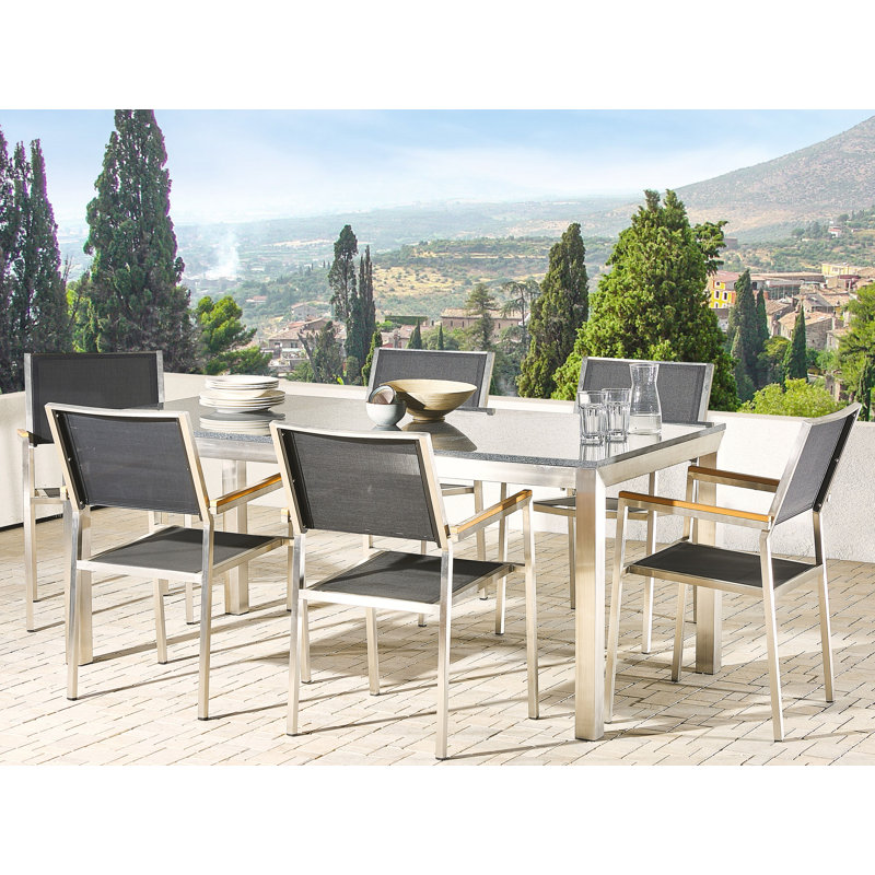 Faggion Stacking Patio Dining Armchair with Cushion, Grey