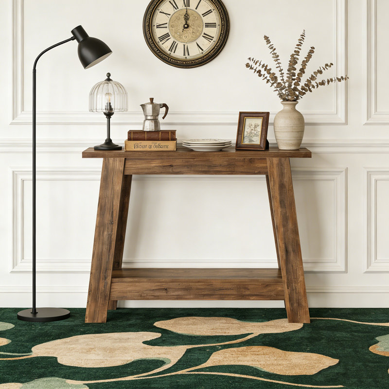2-Tier Farmhouse Console Table Sofa Entryway Table with Storage
