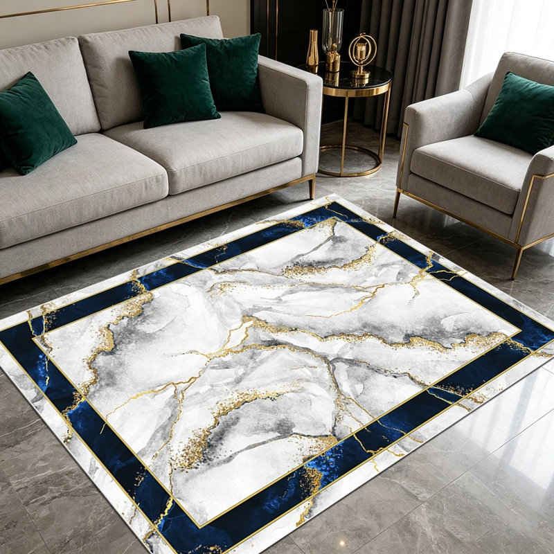 The light luxury marble-patterned carpet brings a sense of elegance, perfectly fitting modern, light luxury, and retro-style homes, instantly elevating the spatial ambiance