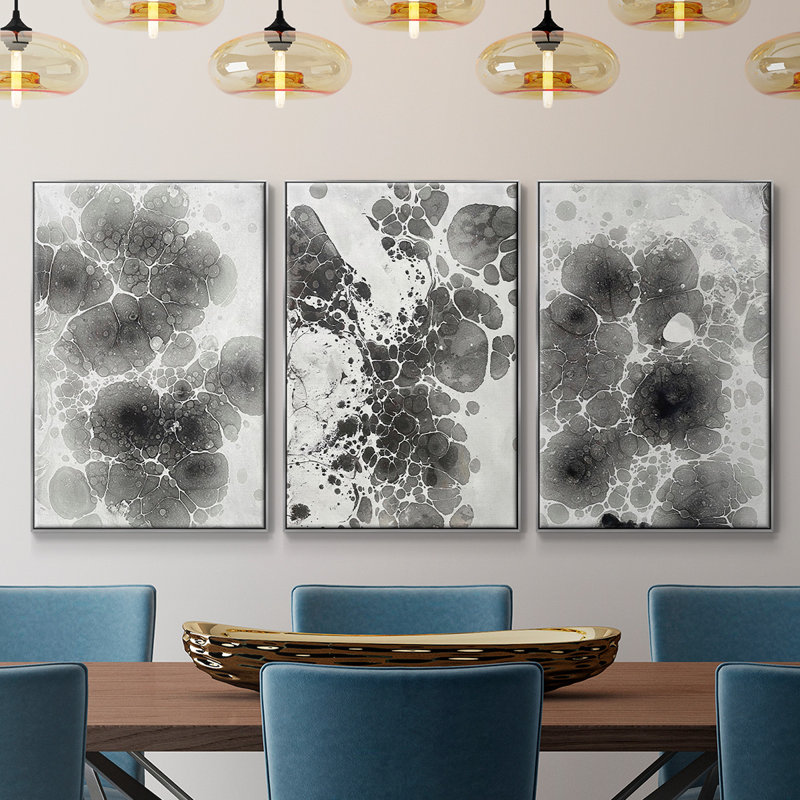" Marbling I " 3 - Pieces, H 24 po x l 48 po x P 2 po, Argent