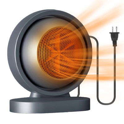 Grey Mini Desktop Fan Heater, Portable Personal Electric Space Heater Class, 2s Fast Heating Quiet Overheat Protection, For Home Office Kitchen Basement Garage Small Space