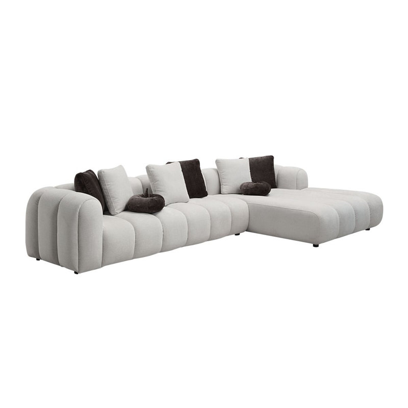 Canapé modulaire en lin blanc ivoire Manilla avec 8 coussins