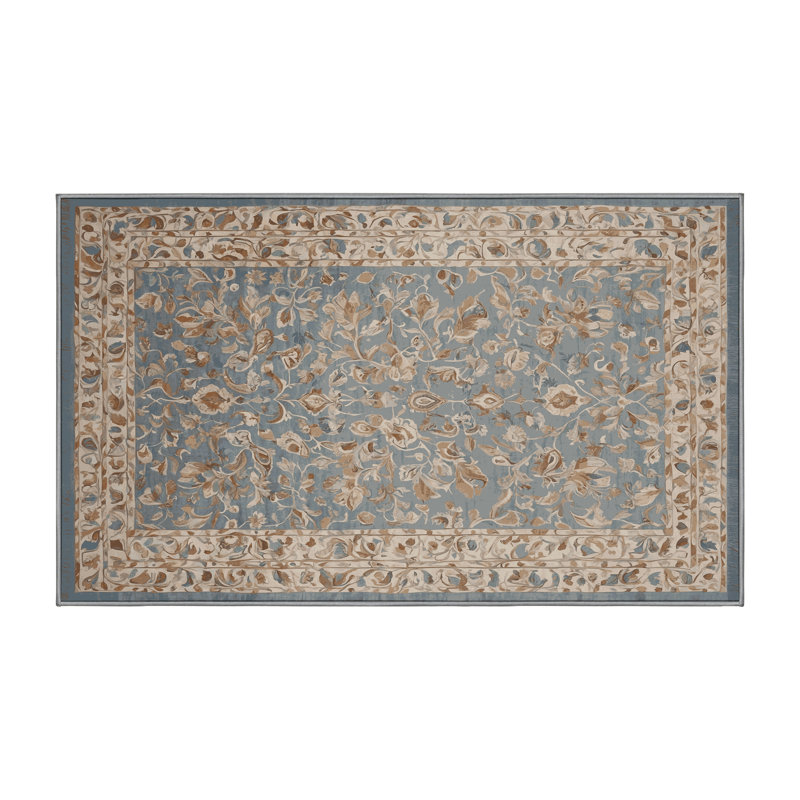 Machine Washable Gray Area Rug, Rectangle 5' x 7'