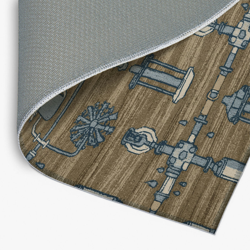 Transportation Brown Indoor and Outdoor Area Rug, Rectangle 4' x 6'