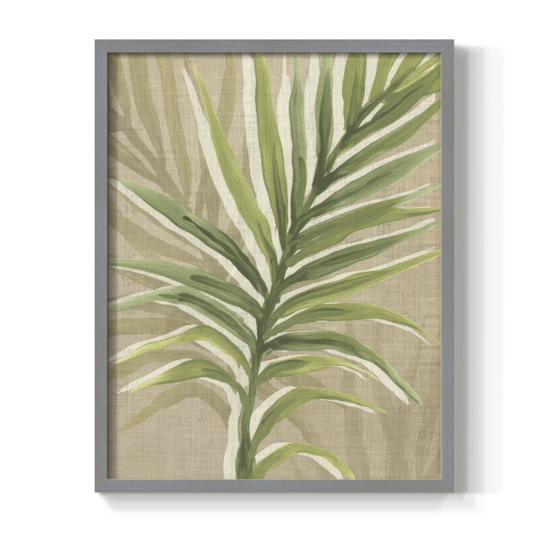 Impression sur toile de jute Palm Frond I - bois massif, Gris, H 30 po x l 24 po