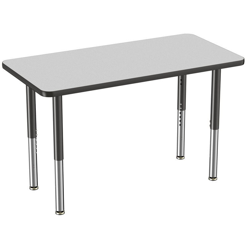 Table d'activité rectangulaire à hauteur réglable en forme de T, Gris / Noir, Super, 24 po x 48 po