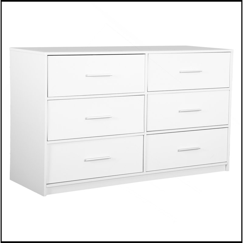 6-Drawer Dresser With Large Fabric Drawers, White