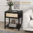 Boho Bedside Table with Drawer, Open Shelf and Rattan Element Black
