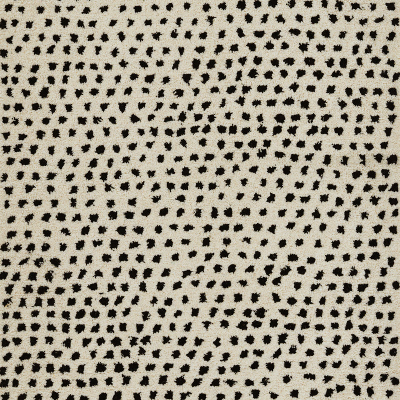 Shentel Hand Tufted Wool Area Rug in White/Black, Rectangle 8' x 10'