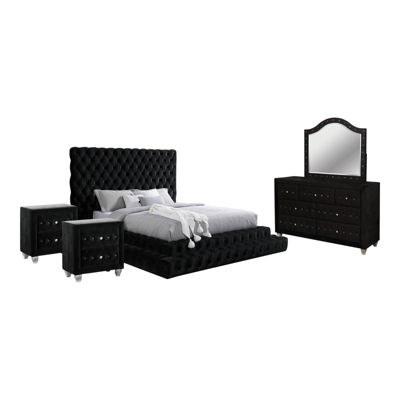 Ensemble de chambre à coucher 5 pièces Deskins, Très grand, Gris