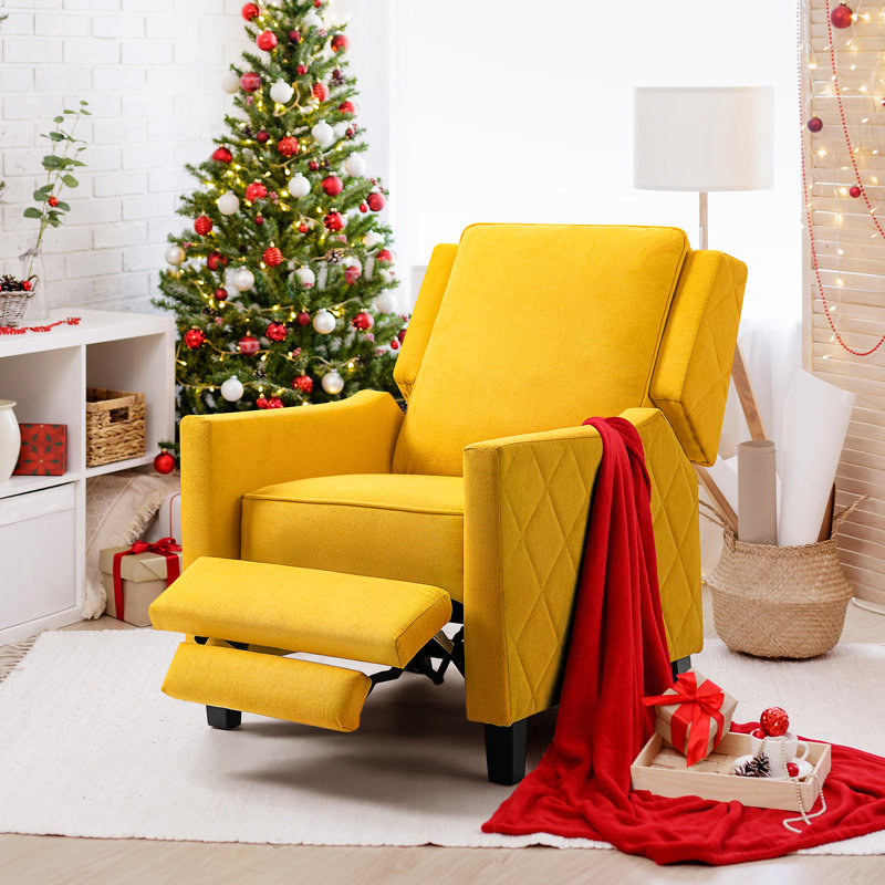 Muscae 20.9" Wide Cotton Blend Manual Club Recliner, Yellow