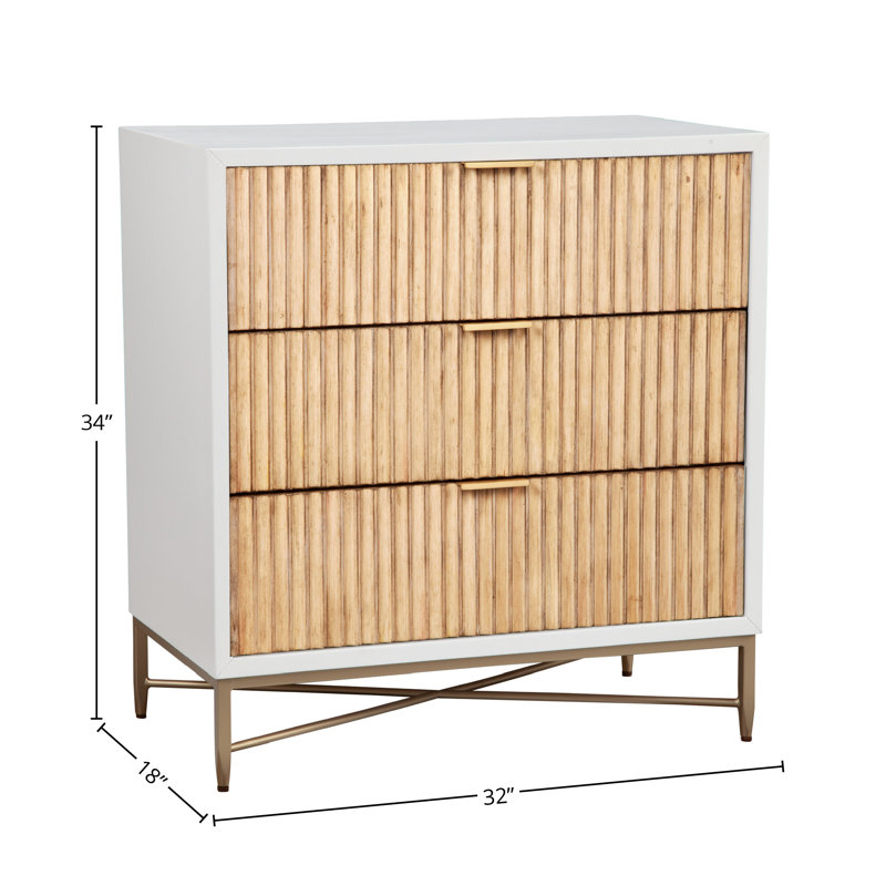 Commode 3 tiroirs Giddens, Blanc