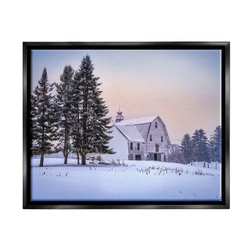 «Winter Farmhouse Snow Landscape» par Rick Berk, photographie, H 17 po x l 21 po x P 1,7 po, Noir