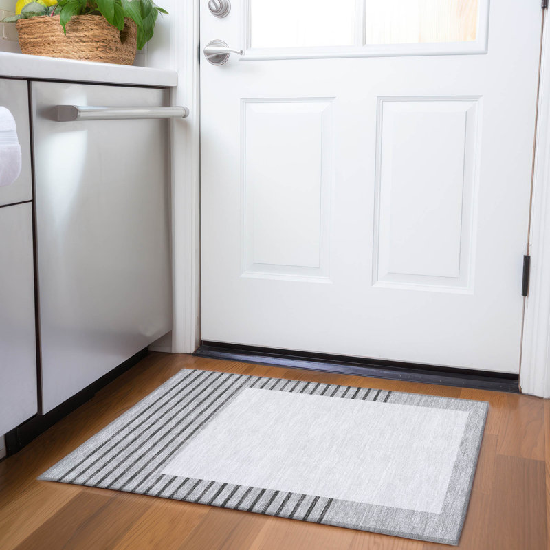 Premium Machine Washable Lyndhurst AMF995 Stripes Rug, Rectangle 3' x 5'
