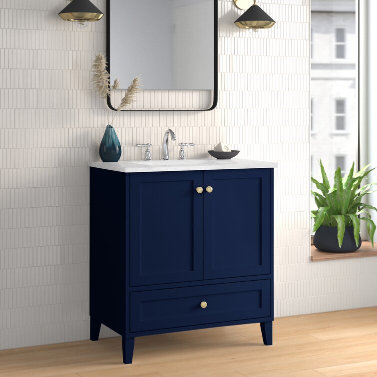 Aleta 30'' Single Bathroom Vanity with Engineered Marble Top