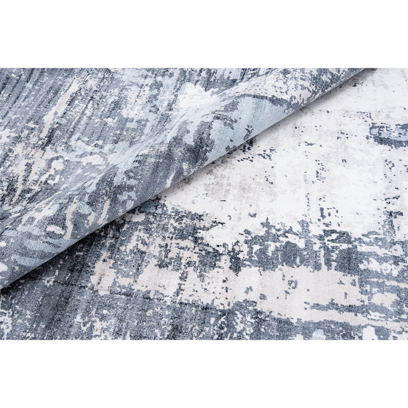 Abstract Area Rug in Blue, Rectangle 6' x 9'