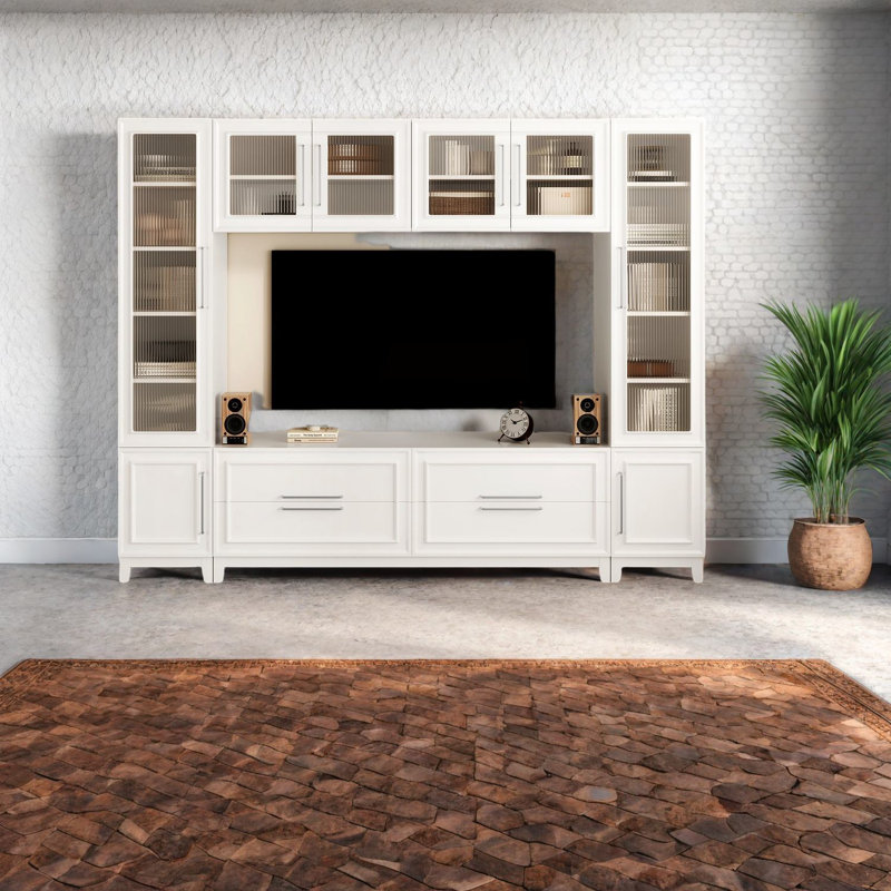 Grands meubles télé modernes et centres de divertissement, MDF et verre pour le salon