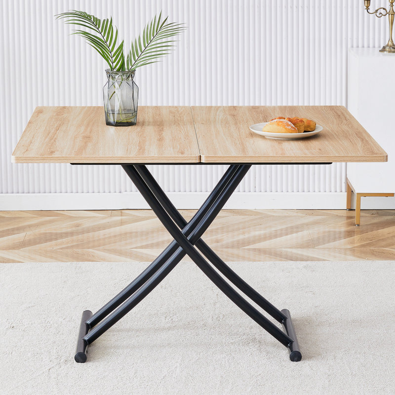 Brailee Metal Base Dining Table, Natural, Black