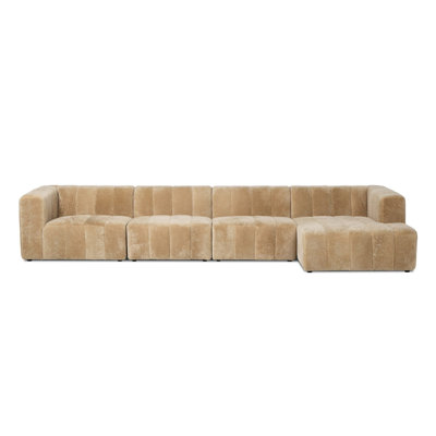 Curteria Upholstered Genuine Fur L-Shaped Sofa & Chaise