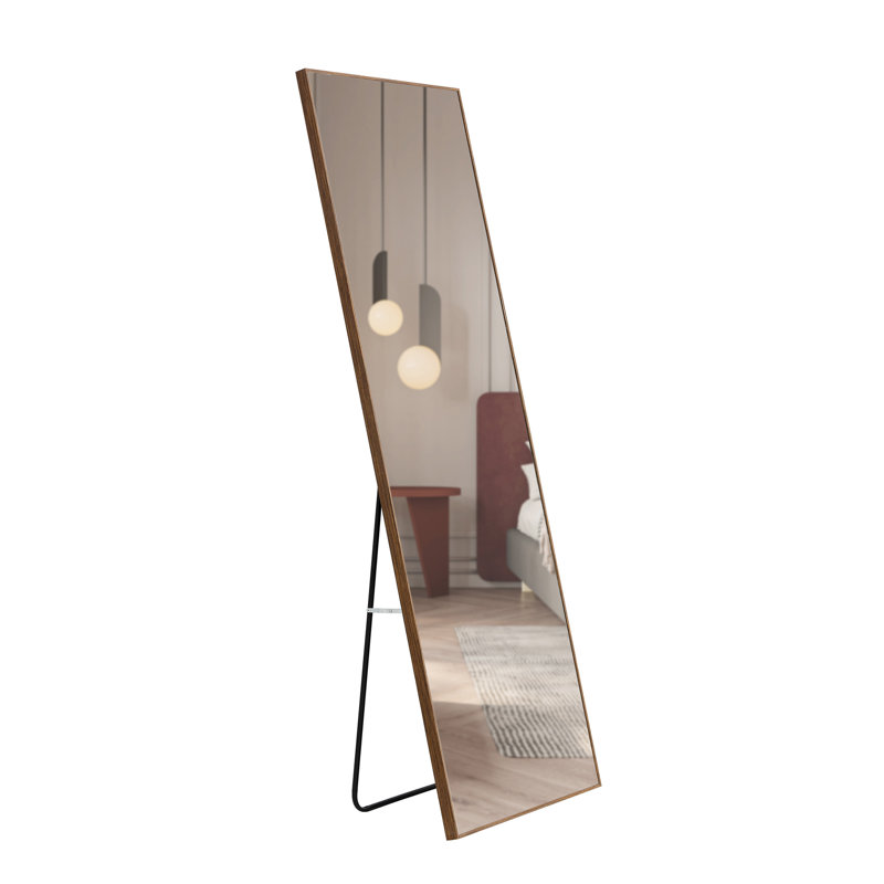Quinnisha Rectangle Mirror, 58" H x 15" W, Light Oak, Solid Wood