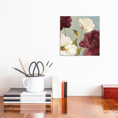 Deep Peonies II, Square by Asia Jensen - Wrapped Canvas Painting