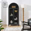 Une armoire de rangement arquée haute avec une lampe, une armoire de rangement en bois de style rétro moderne avec des cloisons en verre réglables, peut être utilisée comme armoire multifonctionnelle dans les cuisines-1293559791