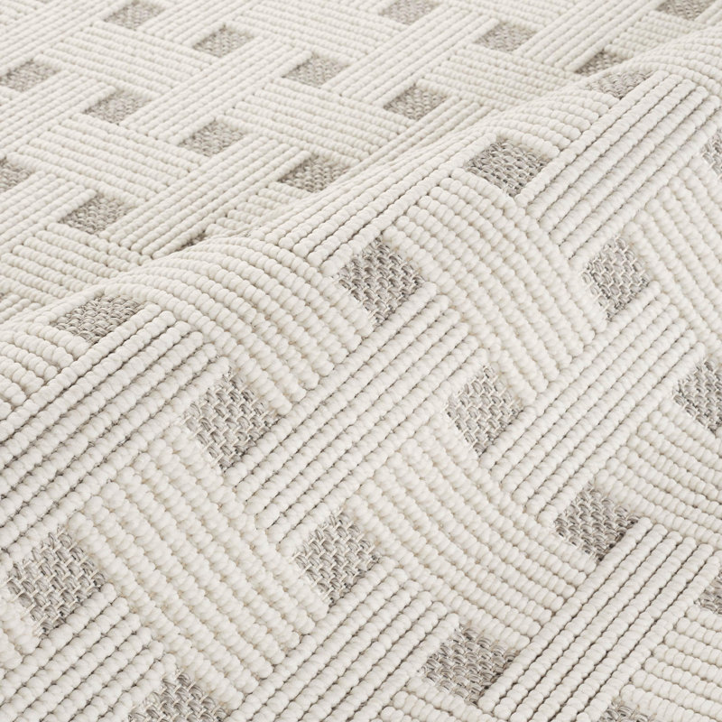 Abani Rugs LUC140A Basketweave Loop Texture Cream Grey Area Rug, Rectangle 4' x 6'
