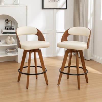 Cayuga Modern Swivel Upholstered Stools with Open Low Back by George Oliver