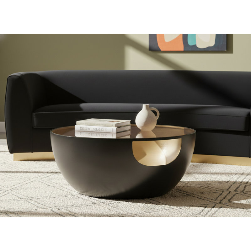 Clary Glass Top Coffee Table, Black