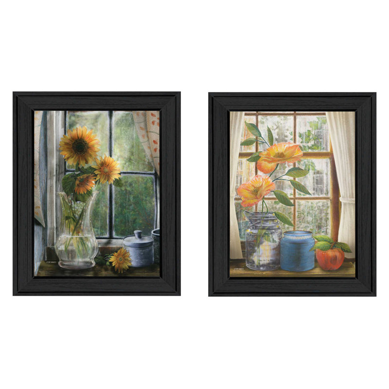 «Flowers», ensemble de 2 peintures encadrées