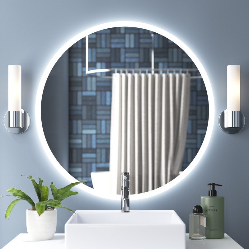Miroir rond de salle de bain anti-buée à DEL rétroéclairé sans cadre, 24 pi x 24 pi