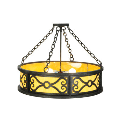 Luminaire suspendu tambour 4 lumières unique