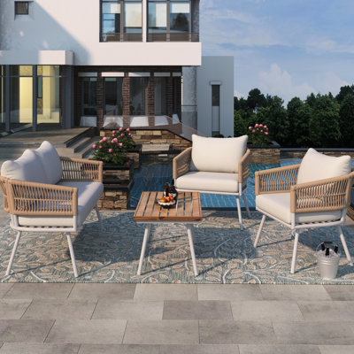 Ensemble de conversation pour patio avec pieds réglables et tissus de décoloration