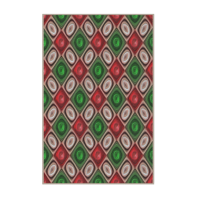 Tapis rouge à motif géométrique, Rectangle 7 pi x 9 pi