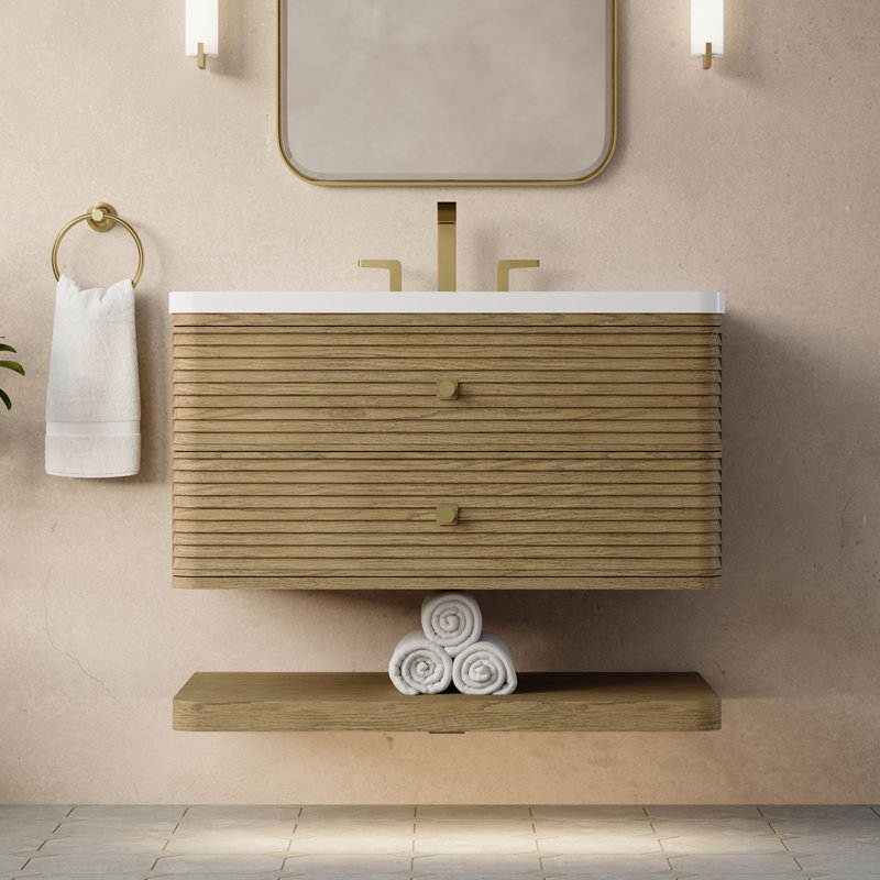 Allamari 36" W Single Vanity, White Zeus Silestone, 8" Widespread, Dune Mist