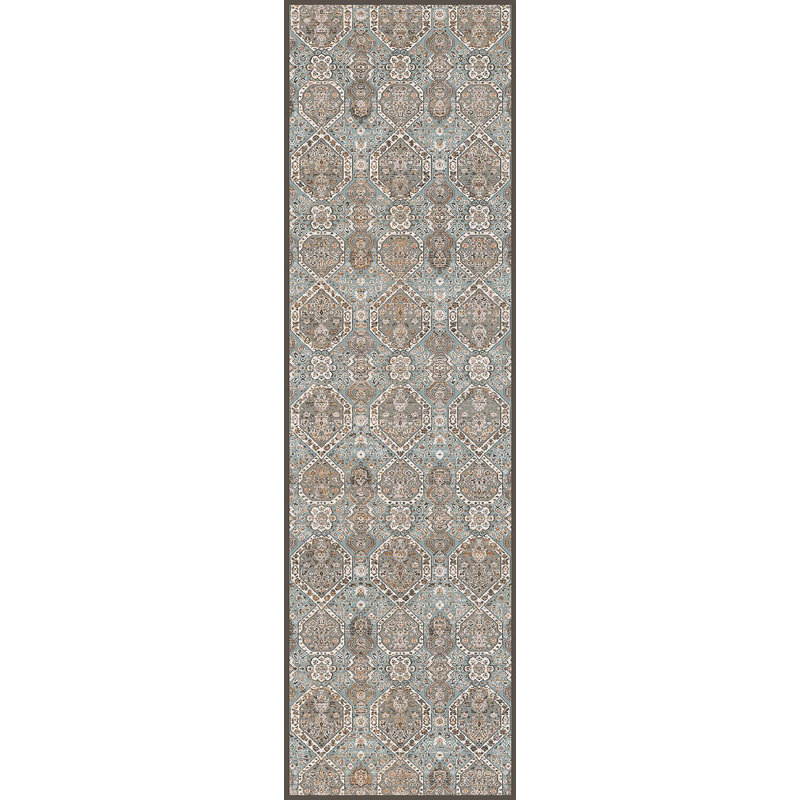 Cullen 5700-508 bleu / beige, Tapis de couloir 2 pi x 7 pi 5 po