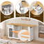 Îlot de cuisine l 74,8 po avec table pivotante à 360 ° extensible et station de charge, îlot de cuisine roulant avec tablettes de rangement latérales et support à verres à vin, roulettes verrouillables-46826133