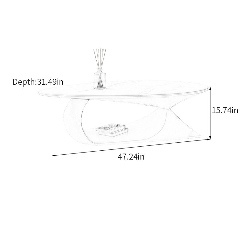 Table basse Luxury, Brun, H 15,74 po x L 47,24 po x l 31,49 po