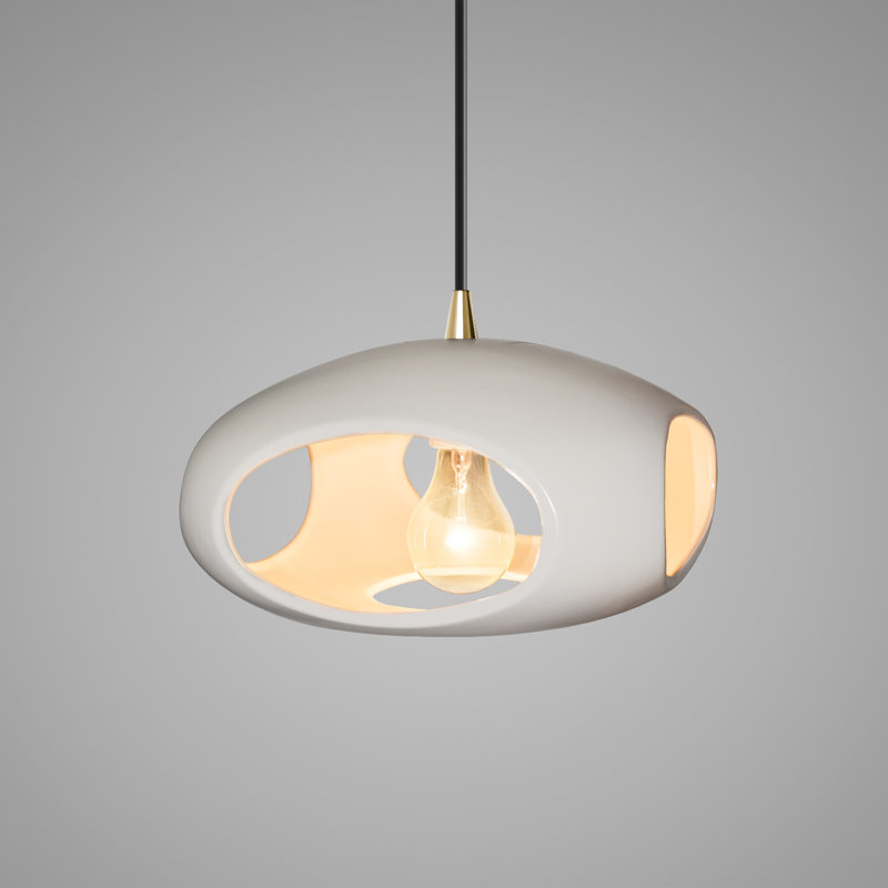 Logan 1 - Light Single Pendant, Antique Brass, Matte White