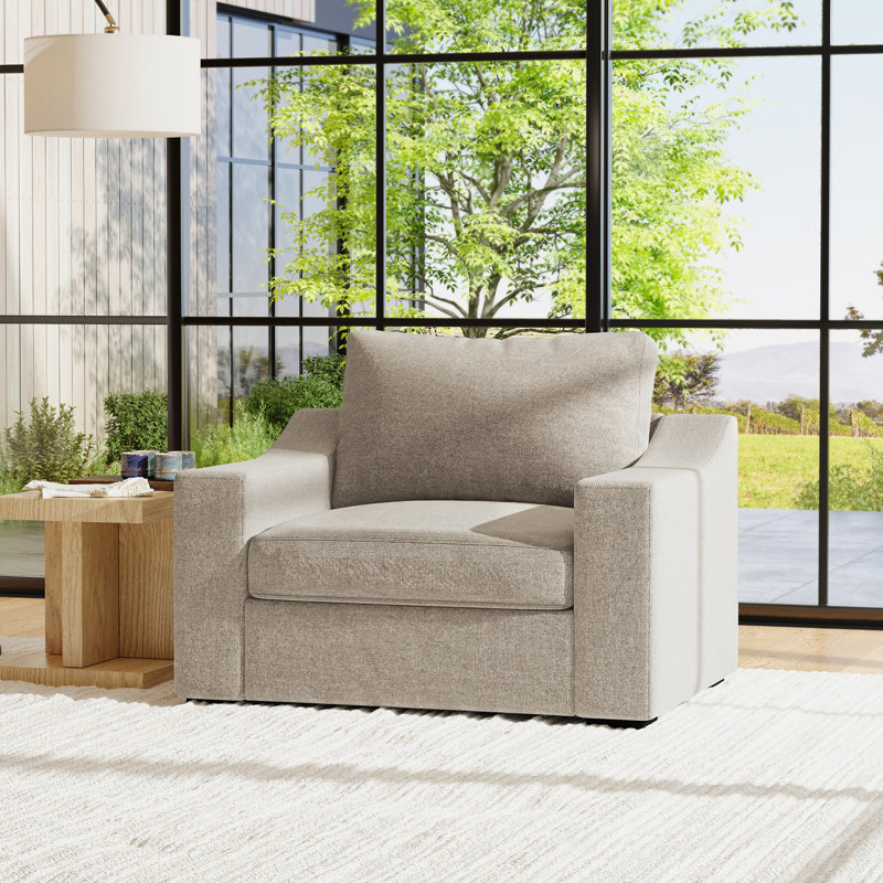 Stutsman Upholstered Chair And A Half, Tan Polyester Blend