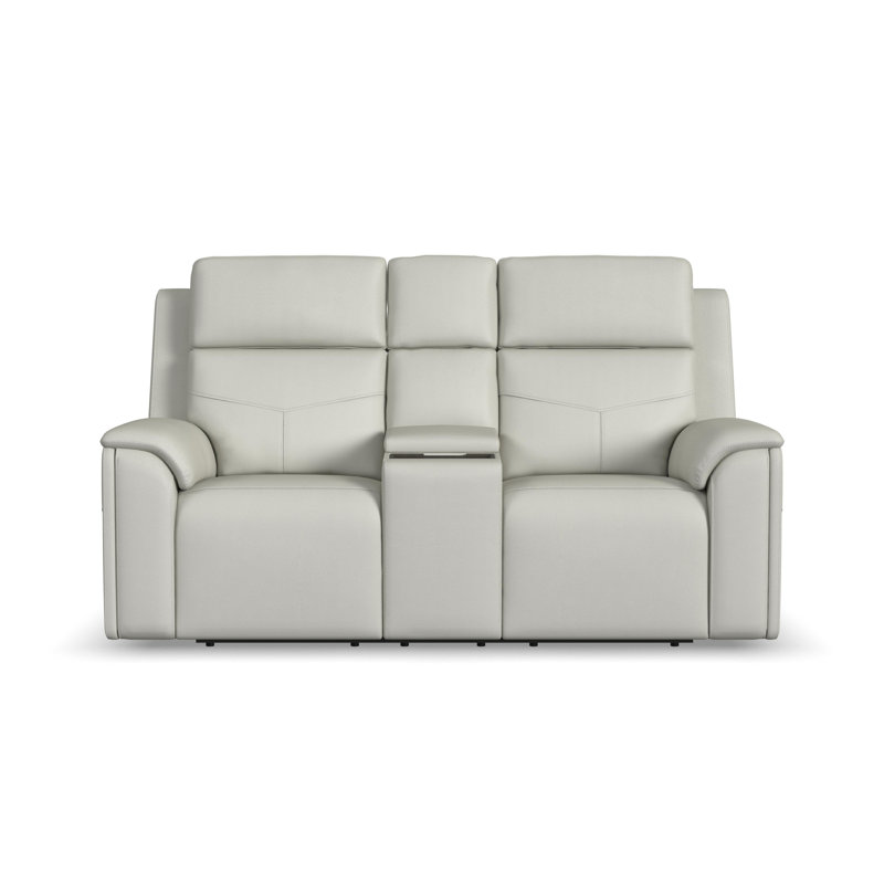 Titus Reclining Loveseat With Console, Power Headrests, Lumbar, Heat & Massage, Gray