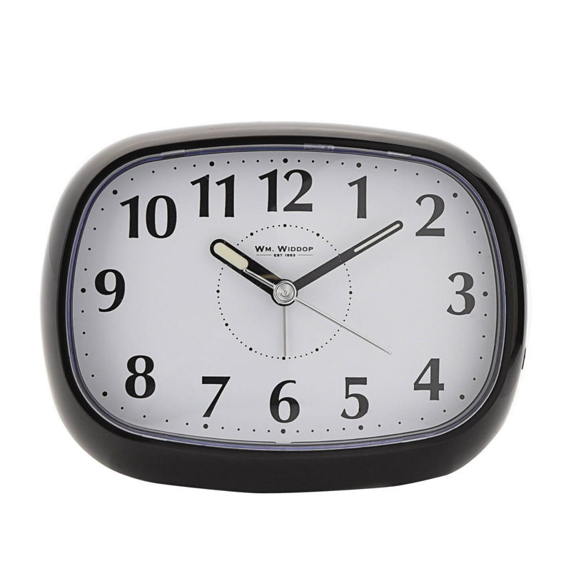 Analogue Quartz Movement / Crystal Alarm Tabletop Clock in Black/Grey