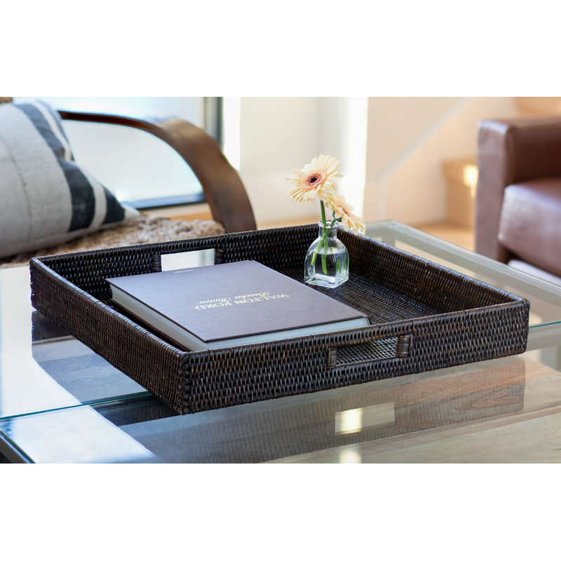 Edmond Rattan Tray, Tudor Black, 3" H x 20" W x 20" D, No Bundle
