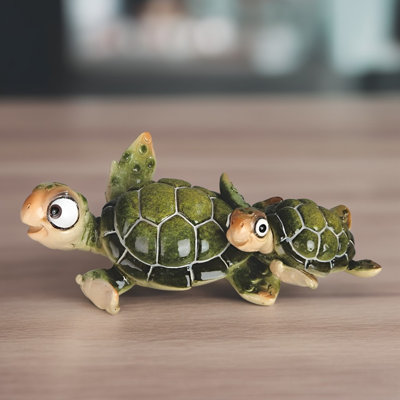 6.25"W Sea Turtle with Cub Figurine