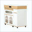 Îlot de cuisine mobile extensible avec rangement, chariot de cuisine avec plateau coulissant, armoire vitrée et roulettes verrouillables, poste de préparation multifonctionnel pour cuisine/salle à manger-47411108
