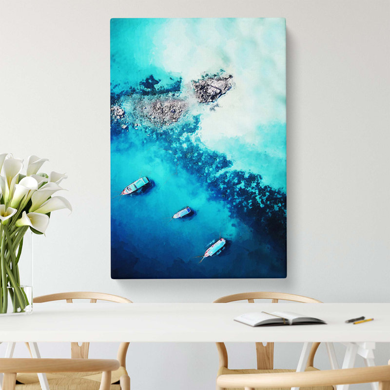 High Above Boats In Thailand In Abstract - Wrapped Canvas Print, 76.2 cm H x 50.8 cm W