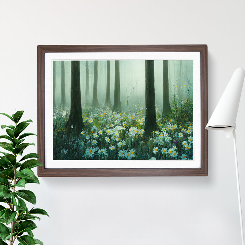 Adorable Spring Forest - Single Picture Frame Print, 34cm H x 46cm W x 2cm D, Walnut Framed